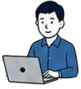 ノートPCで作業する人物